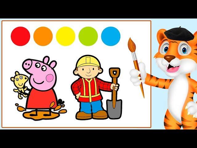 Learn colors for toddlers with Peppa Big, Bob the builder, etc in Dutch