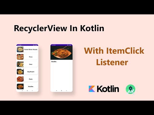 RecyclerView With Item Click Listener in Kotlin : ( Android Tutorial 2022 )