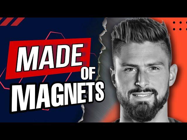 Olivier Giroud Magnetic Charm: A Portrait Made of Magnets