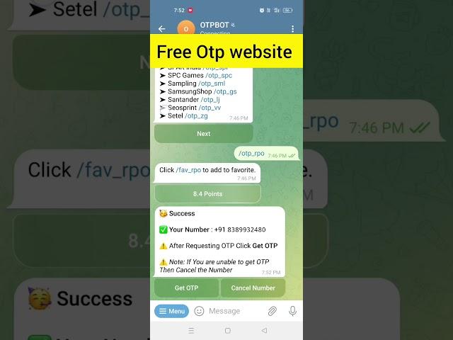 free OTP website // Indian virtual number free