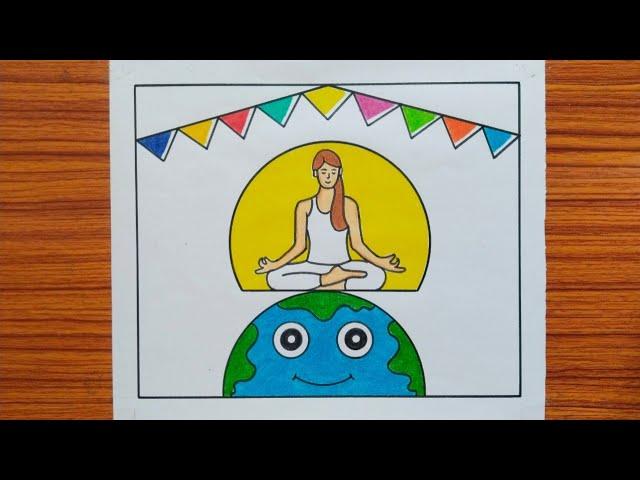 Yoga Day Drawing Easy / International Yoga Day Poster Drawing / 21 June Yoga Day Poster Drawing