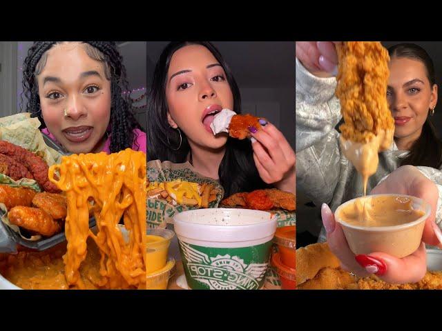 TIKTOK Mukbang Compilation | Wingstop, Cane's, Buldak, Jollibee, Taco Bell & More!