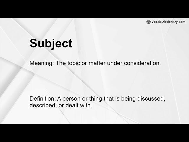 Subject Meaning