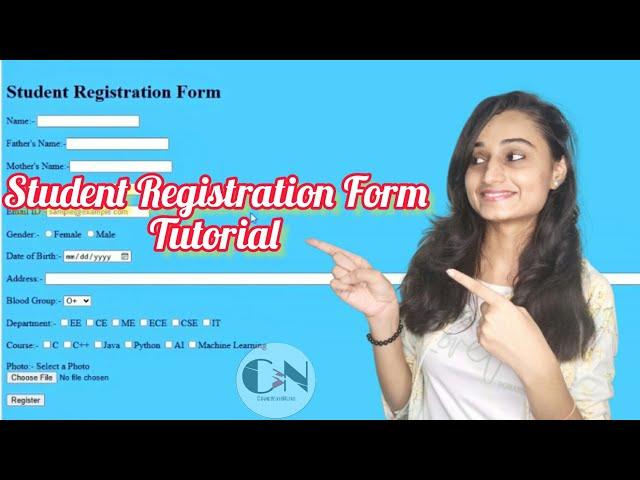 How to create Student Registration Form using Notepad || Code With Neha