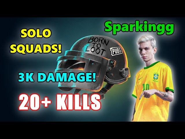 STK Sparkingg - 20+ KILLS (3K DAMAGE) - SOLO SQUADS! - PUBG