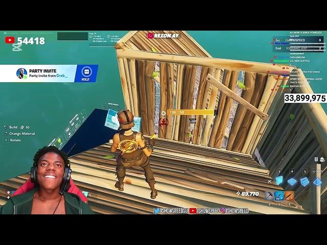 Ishowspeed does a fortnite wager part 1