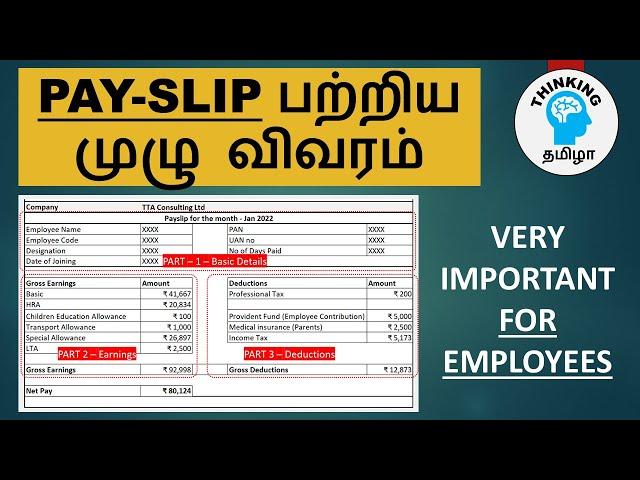 Understand your PAY-SLIP | with examples | Tamil