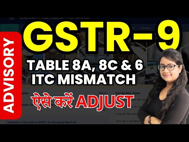 GSTR 9 ITC mismatch treatments in Table 8A, 8B, 8C, 8D & Table 6 of FY 22-23, 23-24, 24-25 advisory