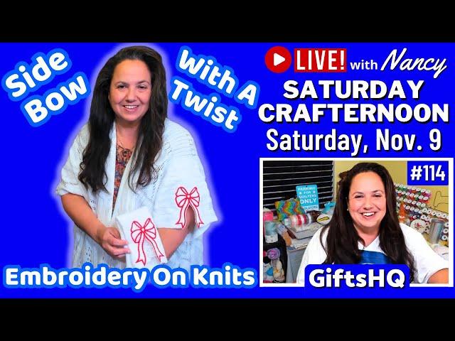 Trendy Side Bow With A Twist: Embroidery on Knitted Sleeves  - Saturday Crafternoon #114