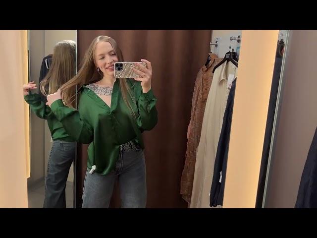 4K Try on Haul in dressing room transparent outfits ｜ Olivia Nox 2024