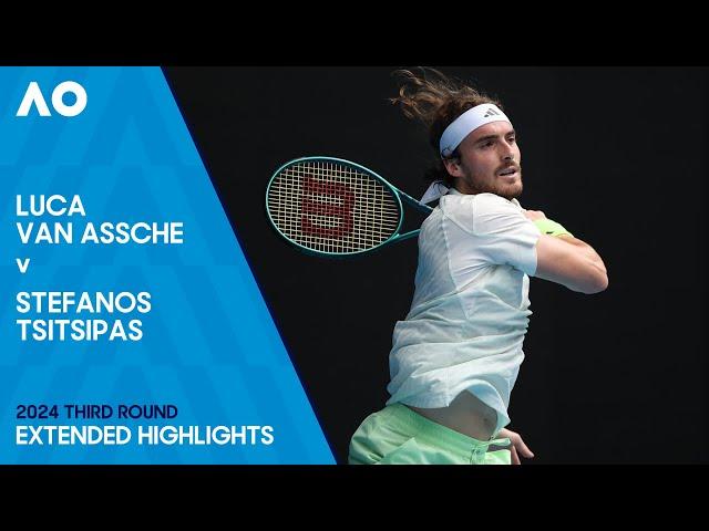 Luca Van Assche v Stefanos Tsitsipas Extended Highlights | Australian Open 2024 Third Round