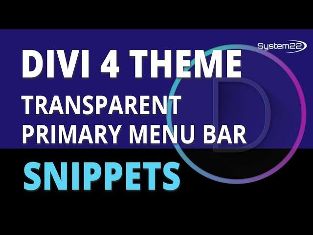 Divi 4 Snippets Transparent Primary Menu Bar 