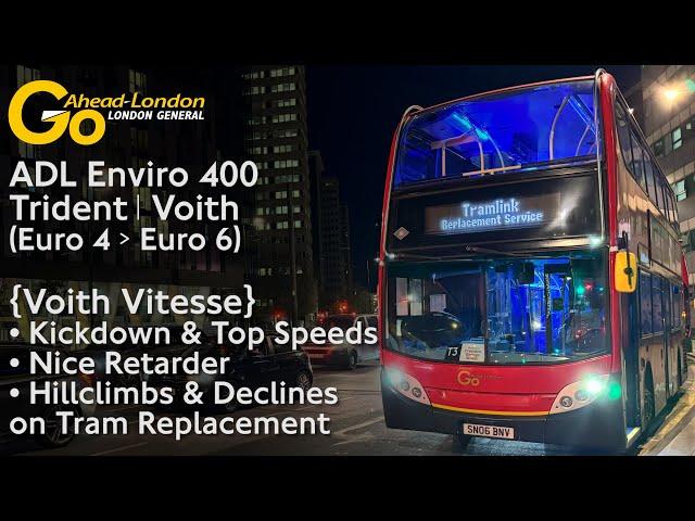 {Voith Vitesse} Go-Ahead Ldn Enviro 400 Trident ft. Kickdown & Nice Retarder gets Booted on Tram Rep