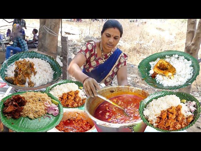 Cheapest RoadSide Unlimited Meals | Indian Street Food | #Meals #Vegmeals #NonVegMeals