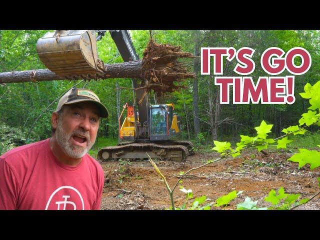 HEAVY MACHINERY! | DEMOLISHING TREES!!! | Clearing Land For The Off Grid Barndominium