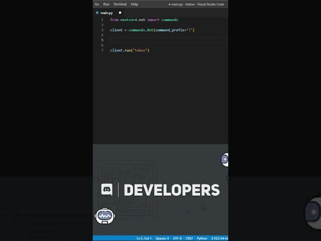 How to make a Discord Bot using Nextcord // Kxffie #shorts