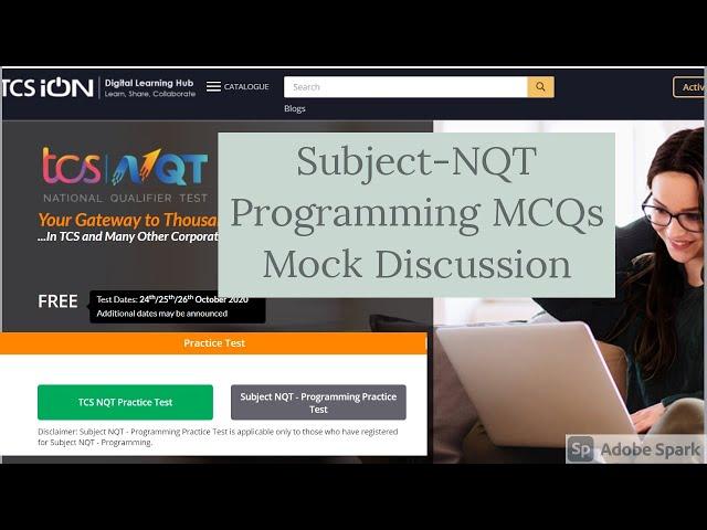 TCS NQT 2021 Programming MCQ's official sample test| Subject NQT -Programming Practice Test