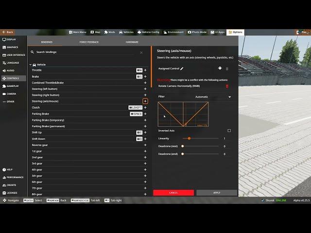 BeamNG Drive - tutorial how to set up mouse steering