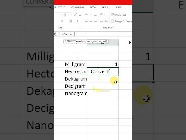 Convert Milligram into Hectogram Microsoft Excel #msexcel #hectogram #excel #shorts