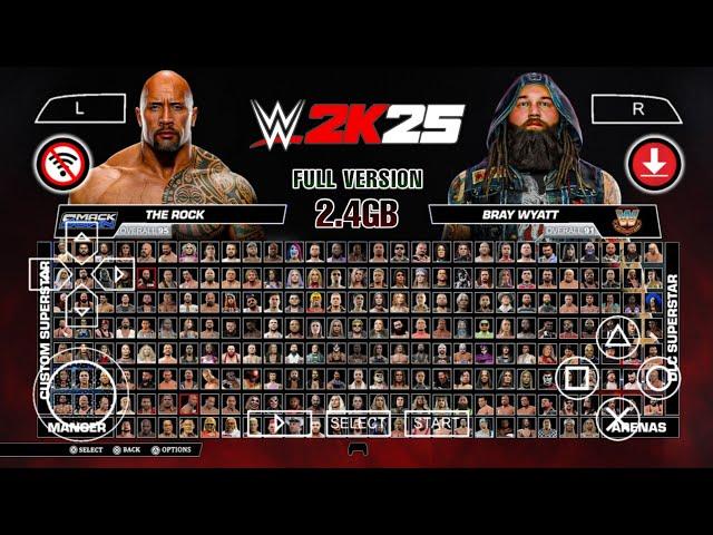 WWE 2K25 ULTIMATE EDITION PPSSPP Android Offline Graphics HD Full Character Mod Smackdown | Gameplay