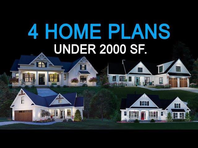 Four one-story home plans under 2000 square feet | Small house plans