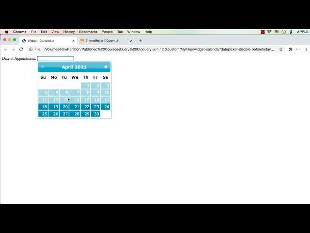 jQuery UI Datepicker: How to Disable(Make Non-Selectable) Dates Before Today(Current Day)