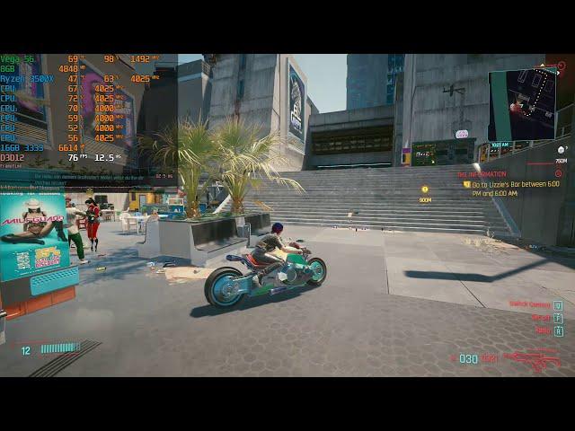 Ryzen 5 3500X Vega 56 Cyberpunk 2077 Gameplay 1080p FullHD