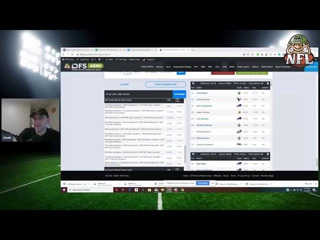 Geek's NFL Wildcard Weekend DFS Army Optimizer Setup Tutorial- 150 Stacked Lineups