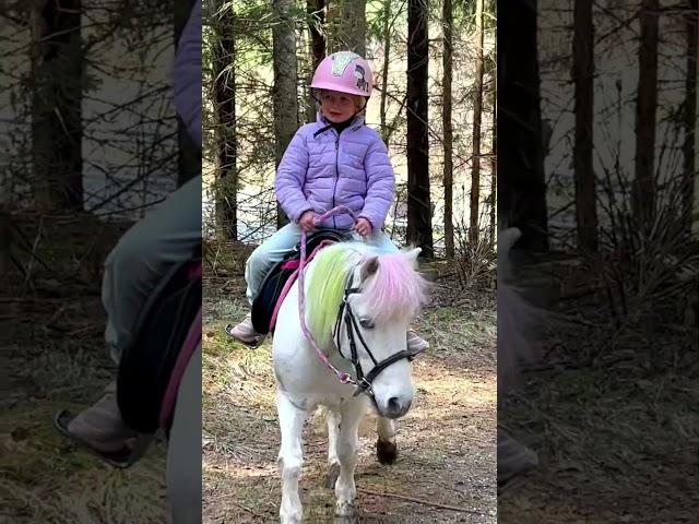 Unicorn pony Ella’s first time trotting on Soria #shortsvideo #unicorn #horse #creator