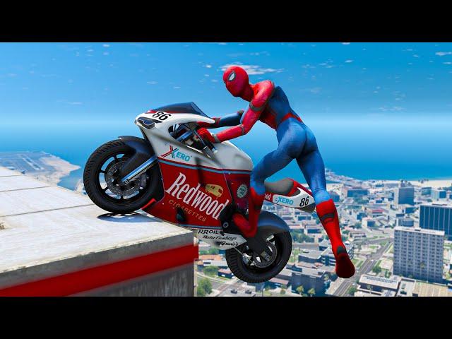 GTA 5 Spiderman Bike Stunts & Fails | Spider-man Motorbike Fails (Euphoria Ragdolls) #5