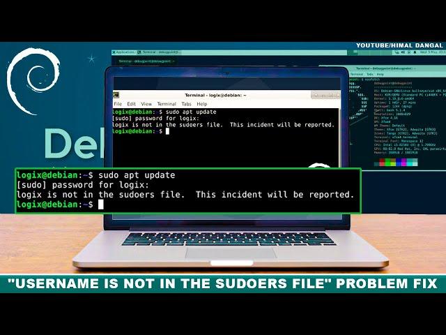 FIXED : User is not in the sudoers file. This incident will be reported | Debian Linux 2022 |