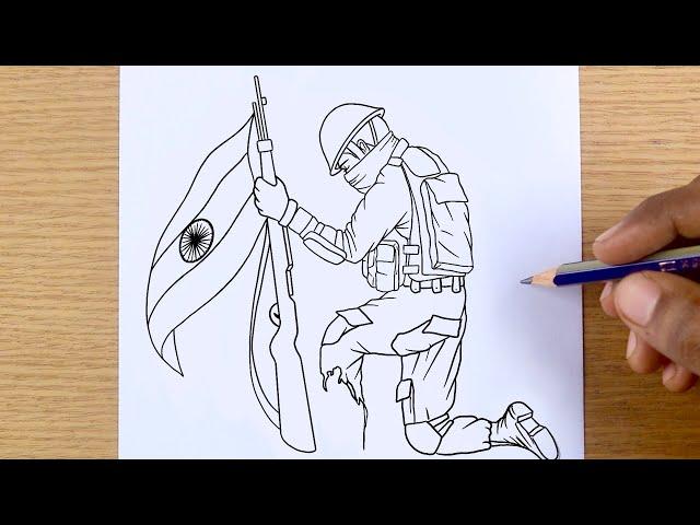 India republic day drawing pencil shading || 26th January drawing how to draw republic day