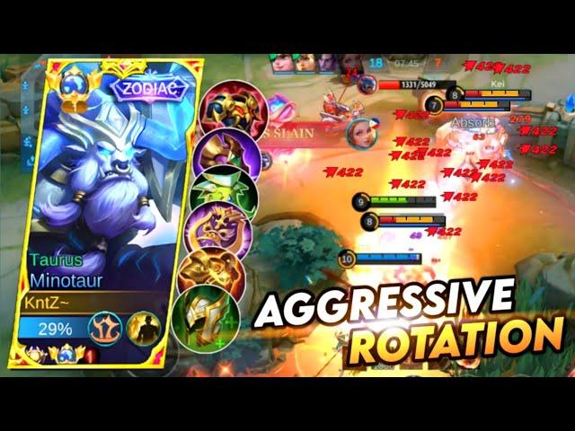 MINOTAUR SUPER AGGRESSIVE ROTATION! (mvp gameplay) MINOTAUR SOLO RANK ROTATION IN MYTHICAL GLORY!!