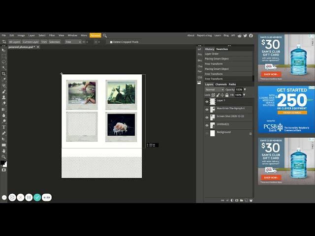 Photopea - Putting Photos in a Polaroid Template