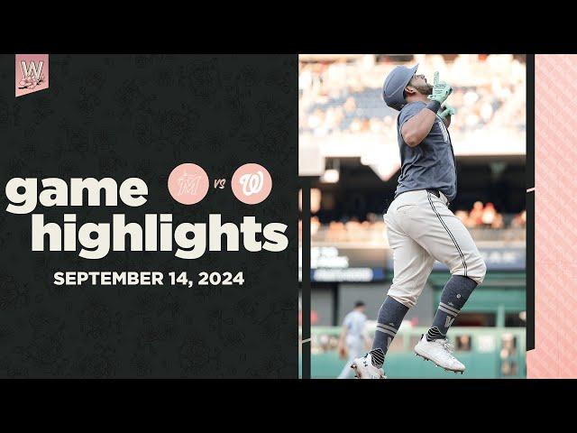 Marlins vs. Nationals Game Highlights (9/14/24) | MLB Highlights