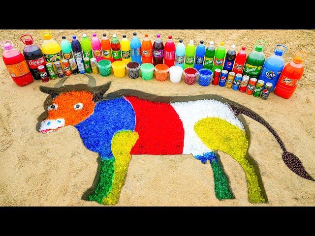 How to make Rainbow Cow with Orbeez, Big Monster, Fanta, Sprite, Coca Cola vs Mentos & Popular Sodas