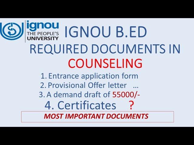 IGNOU B.ED required documents in Counseling (Hindi)