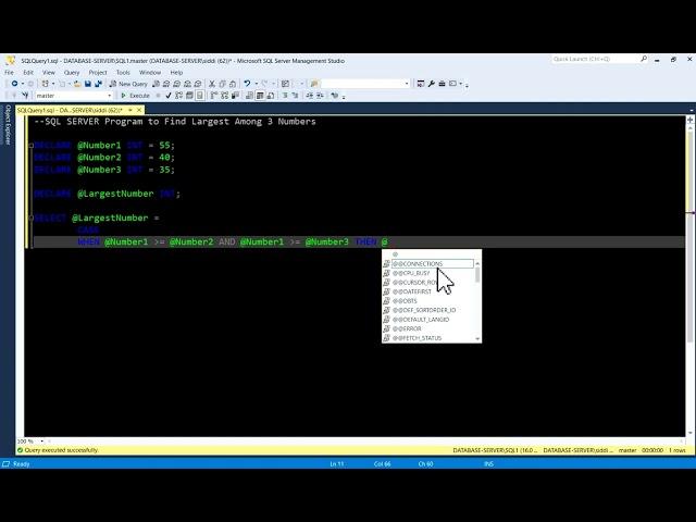 SQL SERVER Program to Find Largest Among Three Numbers