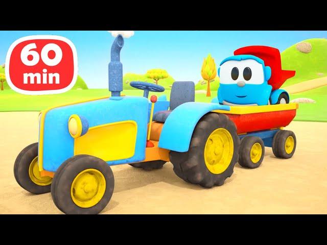 Leo and vehicles on the farm! 1 HOUR compilation. Car cartoons for kids & Kids cartoon.