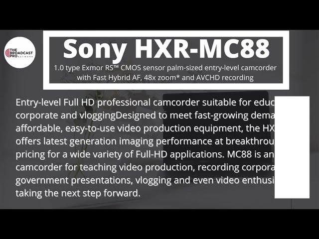 Sony HXR-MC88 Full HD Entry-Level Camcorder with Fast Hybrid AF, 48x zoom* and AVCHD Recording