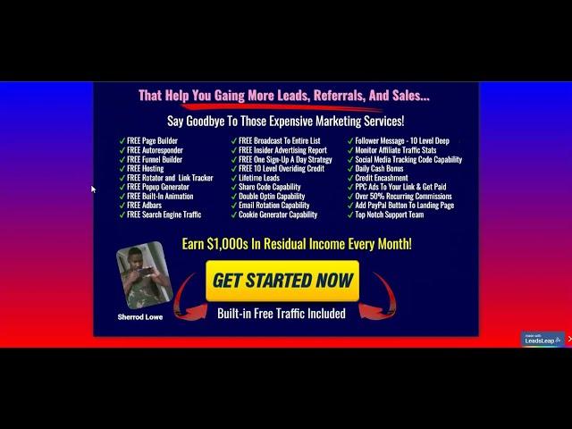  Leads Leap Affiliate Program. $1,800 Made By Promoting. Build Residual Income With Sherrod.