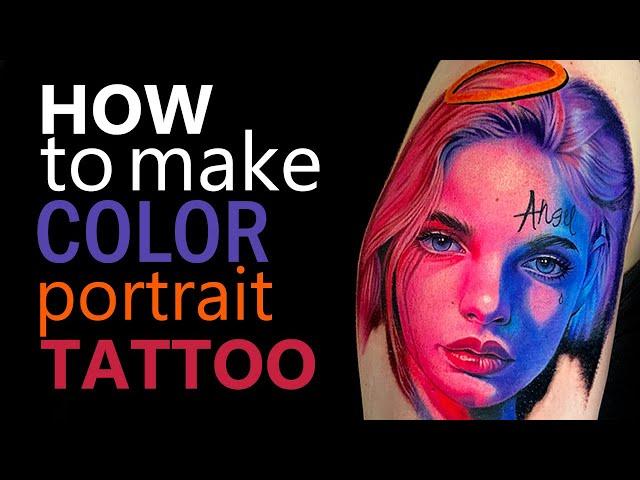 Color Realistic Portrait Tattoo Process | Renkli Realistik Portre Dövme Yapım Süreci - Neon Yansıma