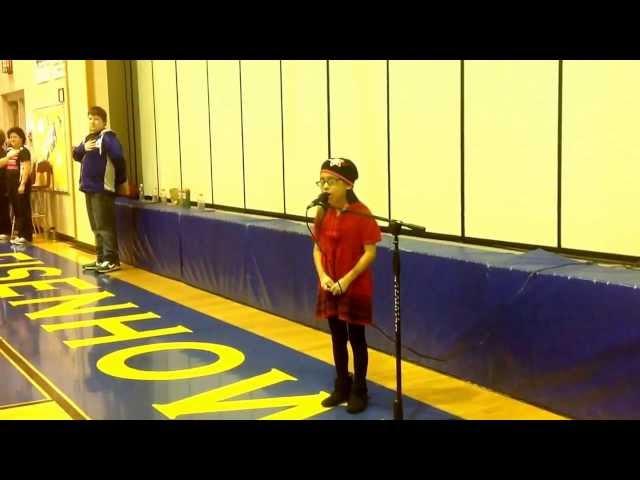 9yr old, Alyssa Divine, blesses her school with her soulful rendition of the Star-Spangled Banner.