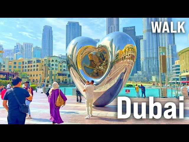 DUBAI Walking Tour 4K | Dubai Marina, Burj Khalifa, Dubai Mall, Dubai Creek, Gold Souks [60fps]