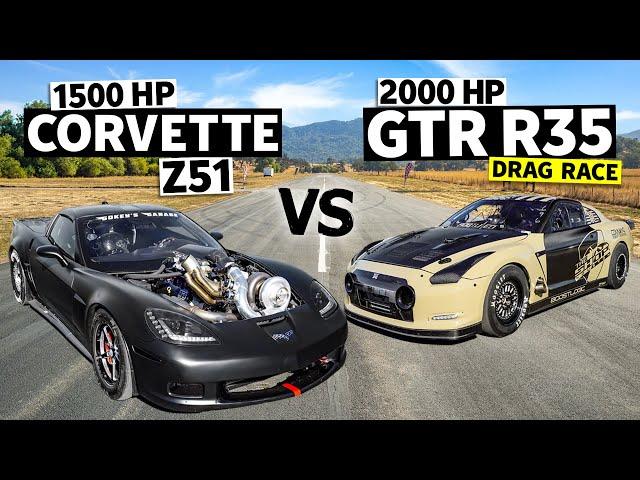 3,500hp Drag Race… R35 GT-R vs C6 Corvette, 7 Second Showdown!