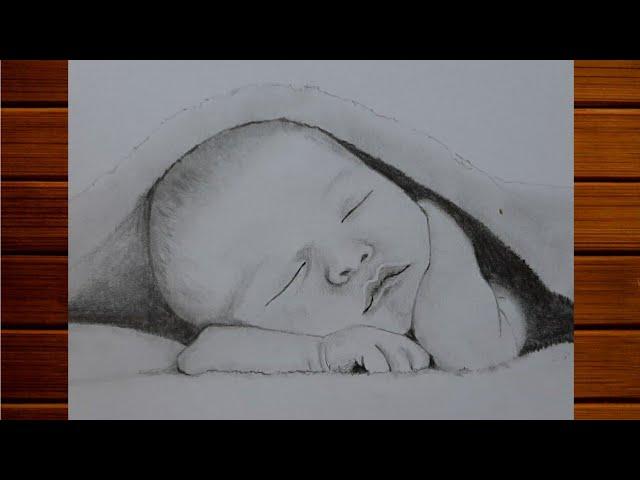 How to draw a sleeping baby easy