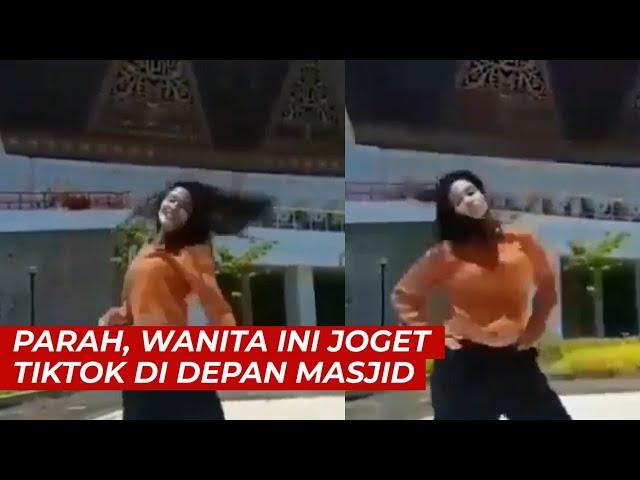 Aksi Wanita Muda Goyang TikTok di Depan Masjid Raya Sumbar Dikecam Netizen