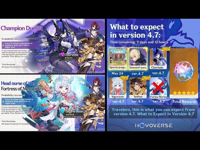UPDATE! CLORINDE AND SIGEWINNE BANNERS, NEW ENDGAME CONTENT, DAINSLEIF QUEST IN 4.7 - Genshin Impact