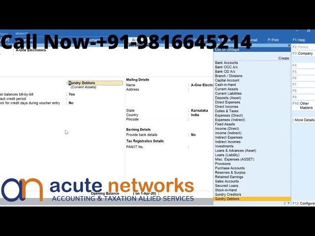 How to Create Ledgers in Tally Prime | Acute Networks |