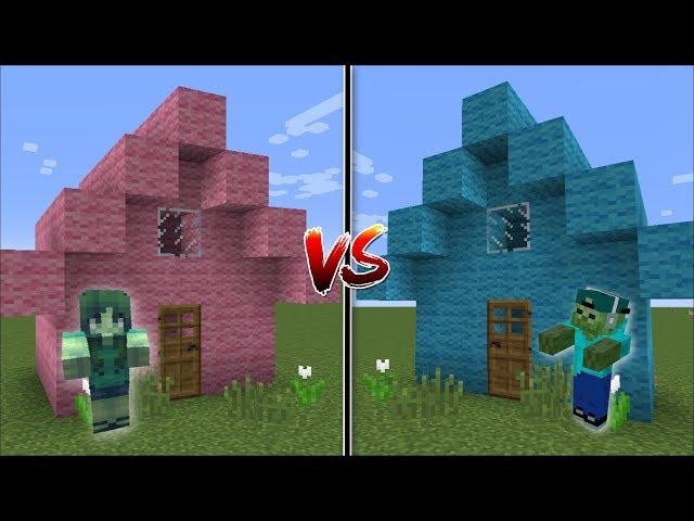 Minecraft BOY HOUSE VS GIRL HOUSE MOD / HELP MARK AND MARIE THE FRIENDLY ZOMBIE !! Minecraft